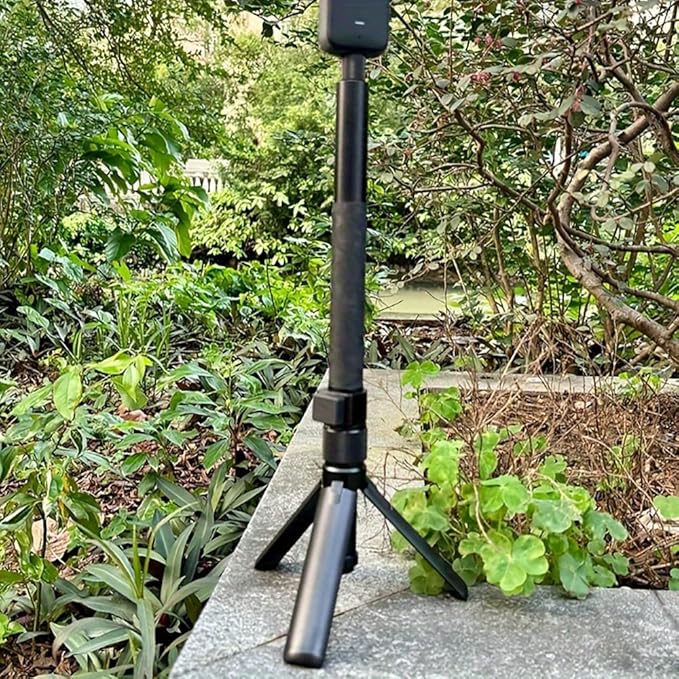 Bullet Time Handle Tripod Rotating Grip with Invisible Selfie Stick for Insta360 X5/X4, DJI OSMO Pocket 3, GoPro,1/4" Thread, 6 lbs Capacity, Compact Selfie Stick & Tabletop Tripod (47 inches)