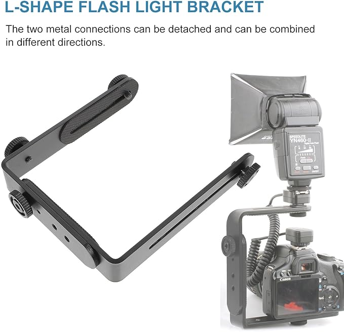 BESPORTBLE Dual Metal Bracket for DSLR Camera and Flashlight Screw Holder for Tripods Mounting Support for Speedlight and LED Photography Lights