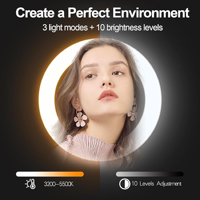 EMART 10" Ring Light with 55" Extendable Tripod Stands and Phone Holder, Dimmable LED Circle Round Light for Selfie Camera Photography/Makeup/YouTube Video/Vlogging/Live Streaming