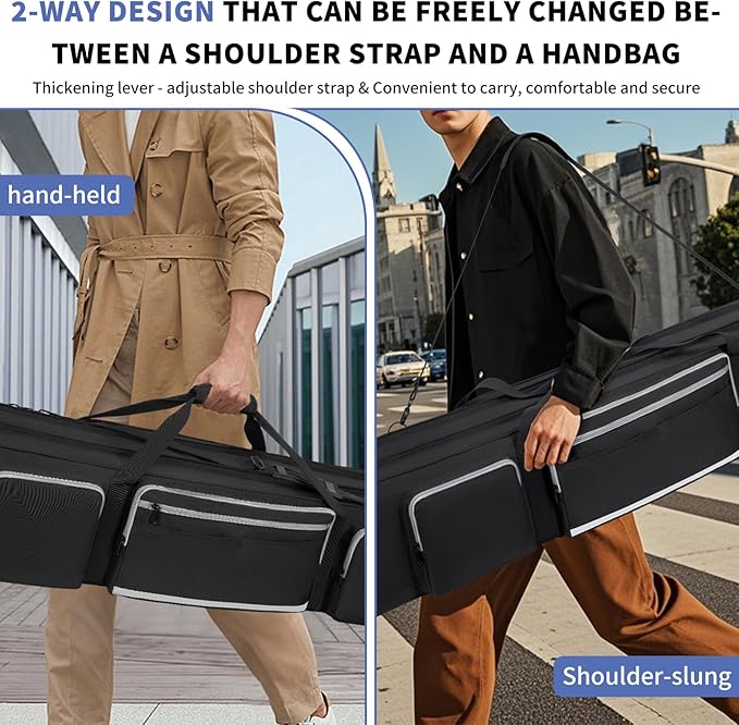 Tripod Carrying Case, 50.8" Heavy Duty Tripod Bag with Padded Divider Light Stand Bag Dual Zipper Photo Studio Equipment Large Carrying Bag for Monopods, Mic Stand, Tent Pole, Boom Stands