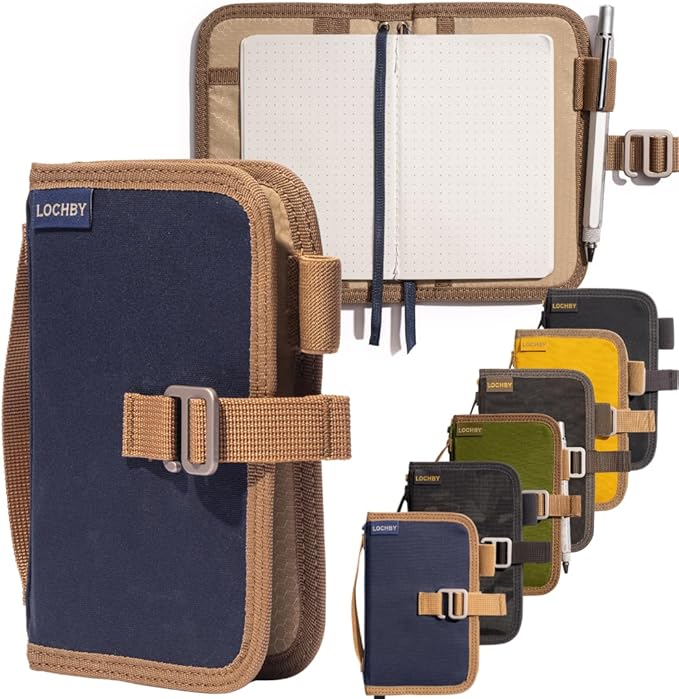 LOCHBY® Mini Field Journal | Water Resistant Waxed Canvas | Pen Loop | Included Tomoe River Notebook | Perfect for Travel, Art, Bullet Journal