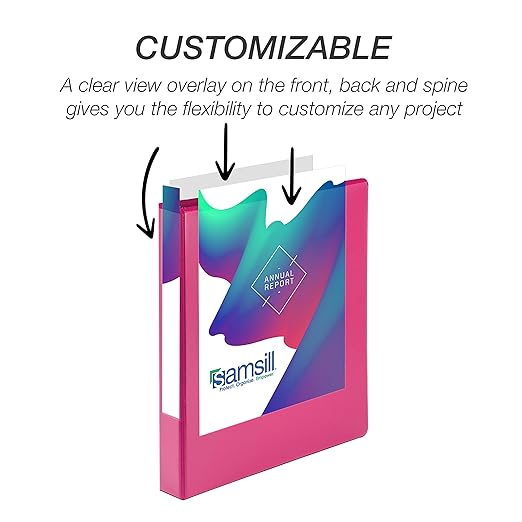Samsill Durable 1 inch 3 Ring Binder, Made in USA, D Ring Binder, FSC 100% Recycled Chipboard, Fashion Assortment, 12 Pack