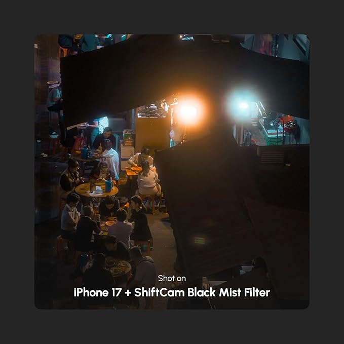 ShiftCam 72mm Magnetic Black Mist 1/2 Filter – Cinematic Diffusion for Softer Highlights & Dreamy Glow – Filmic Portraits, Night Scenes & B-Roll for iPhone & Android – Compaitble with LensUltra
