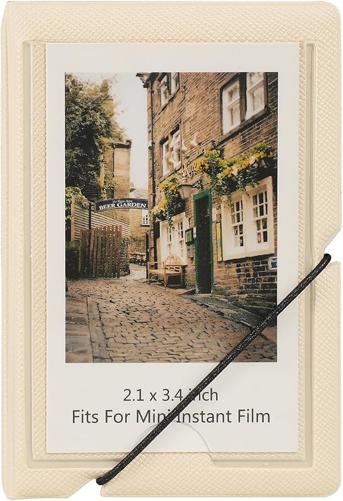 Mini Photo Album Holds 28 Pockets 2x3 Inch Pictures Fits for Fujifilm Instax Mini 7s 8 9 11 25 26 40 50s 90 Evo Z2300 Instant Camera, Polaroid Snap,Kpop Photocard Holder (Beige, 1 Pack)