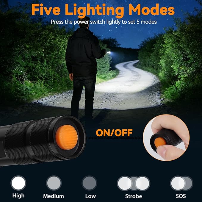 BESTSUN LED Flashlight 2 Pack, Small Flashlights Powerful High Lumens 5 Modes, Waterproof Zoomable Mini Flash Light for Home Emergencies Camping Essentials, Christmas Stocking Stuffers Gifts for Men
