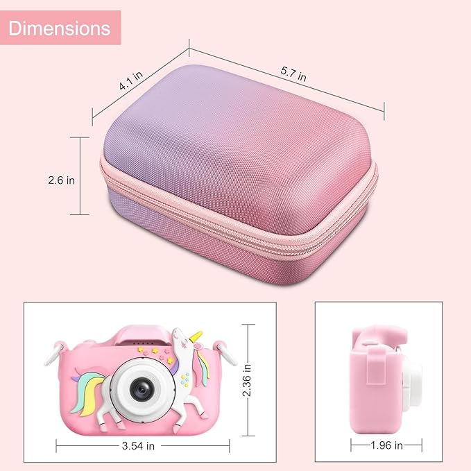 FINTIE Kids Camera Case Compatible with Goopow/Seckton/Dylanto/Mgaolo/Masterbee/CIMELR/Desuccus Kids Digital Camera Toys, Children Carrying Bag, Birthday Festival Gift, Fantasy Ombre