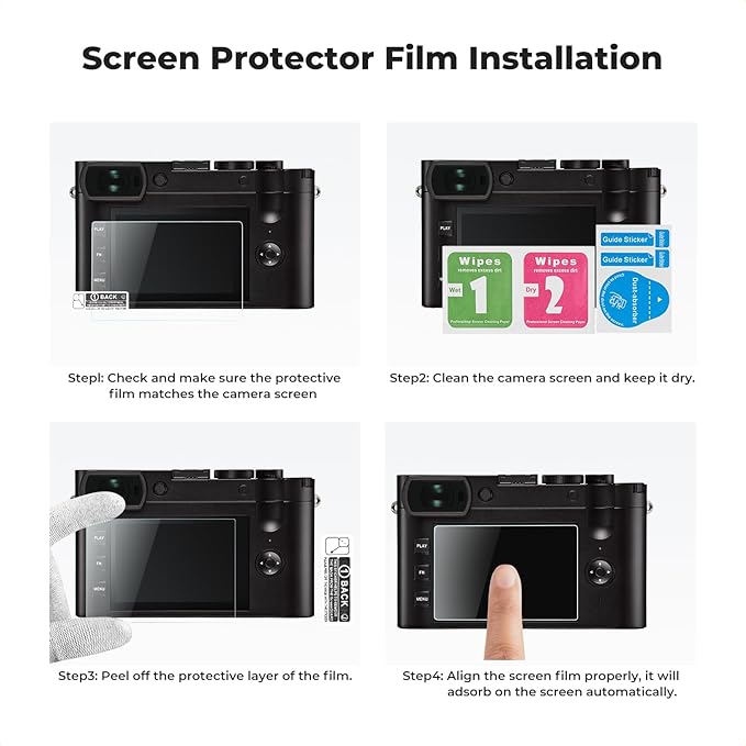 K&F CONCEPT 3 Pack Camera Screen Protector Compatible with Leica Q2/Q3, 0.3mm 9H Hardness Tempered Glass Cover Anti-Scratch Bubble-Free & Hot Shoe Cover