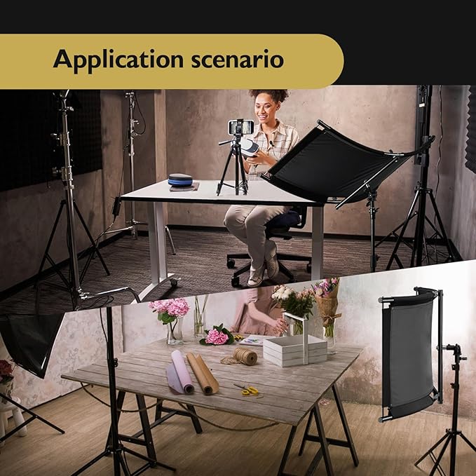 Clamshell Light Reflector/Diffuser with Carrying Case,40"X20" (4 Color in 1) Arclight Curved Eyelighter Lighting Diffuser for Photography Portrait Studio Video Shooting,Black/White/Gold/Silver