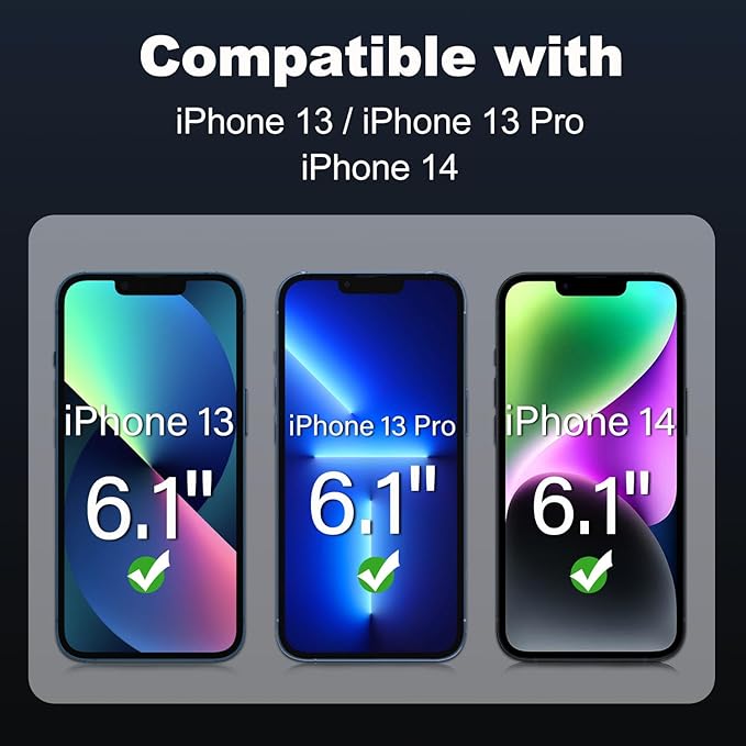 Screen Protector for iPhone 14/13 Pro / 13 (3 PACK), Tempered Glass Film, Full Coverage, Ultra HD, 9H Hardness, Scratch Resistant, Case-Friendly