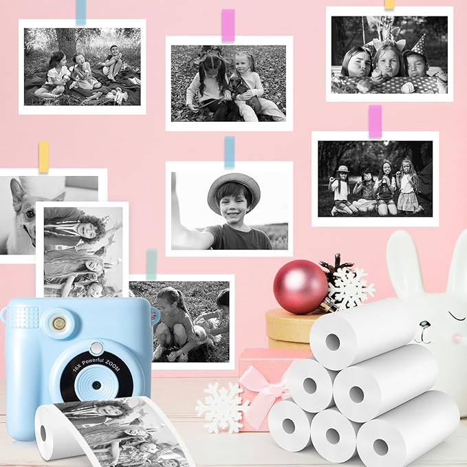 Phetium 20 Rolls Kids Camera Instant Print Refill Paper Set, HD Printing Thermal Paper for Most Kids Instant Camera Photo Print (White-20 Rolls)