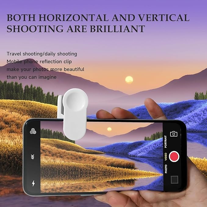Smartphone Camera Mirror Reflection Clip Kit-Mirror Effect Lens HD Glass Phone Shooting Reflection Mirror for Outdoor Travel Photography,Black