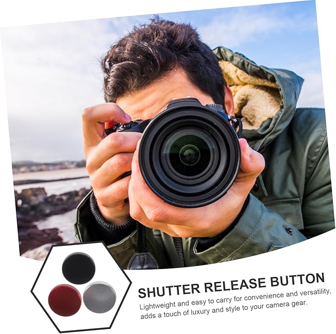 NUOBESTY 3Pcs Aluminum Alloy Camera Shutter Release Button Easy Install Compatible with Models Enhances Grip Comfort Luxurious Camera Accessory