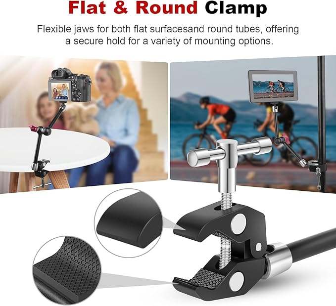 11" Articulating Magic Arm Clamp Mount, Magic Arm Camera Mount with Super Clamp, Magic Arm Crab Clamp for DSLR Action Camera Monitor Video Light, Max. Load 4.4lbs for Table & Tube (SY009)
