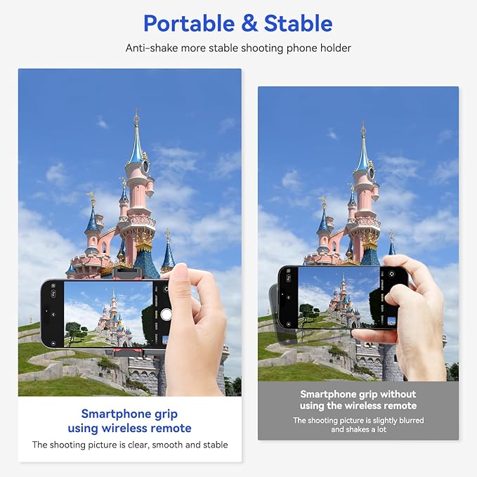 UURIG PH-14 Smartphone Camera Shutter Handle Grip w Detachable Wireless Bluetooth Remote Control,Three-Gear Adjustable Fill Light for iPhone Samsung Google OnePlus Phones Video/Photo Shooting