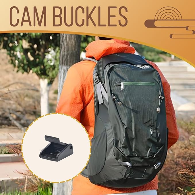CooBigo 5pcs Webbing Cam Buckles Plastic Black Toggle Clip Backpack Straps