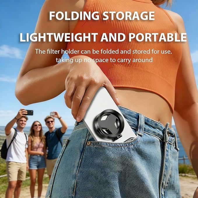 Anti-Glare Magnetic Phone Filter – Reduces Unwanted Reflections & Enhances Colors, 52mm Anti Glare Magnetic Phone Filter for Clear Photos, Quick Mount Foldable Polarizing Lens for iPhone (2)