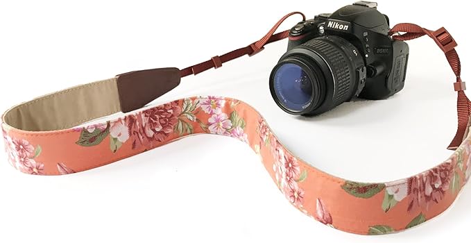 Alled Camera Strap Neck, Adjustable Vintage Orange Floral Camera Straps Shoulder Belt for Women/Men,Camera Strap for Nikon/Canon/Sony/Olympus/Samsung/Pentax ETC DSLR/SLR