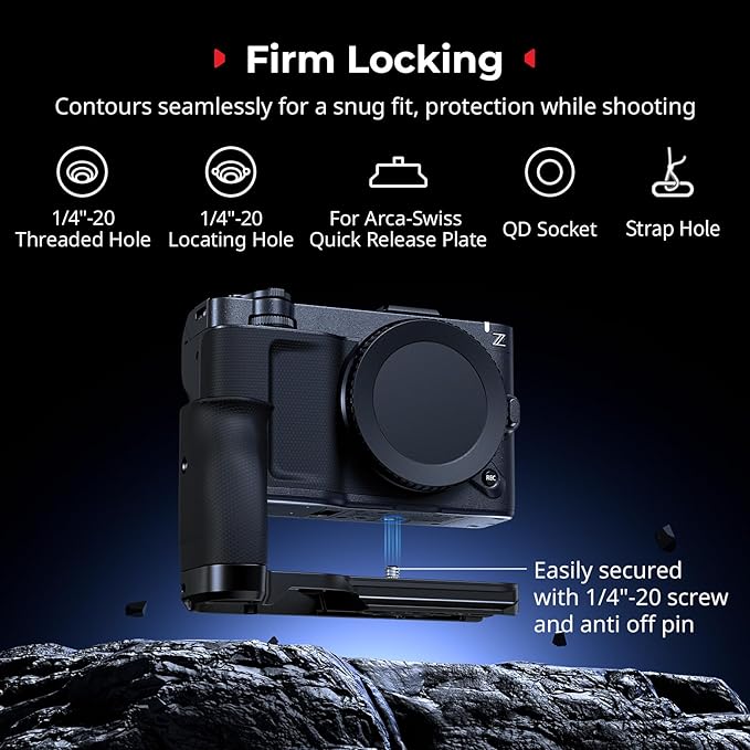 SmallRig L-Shape Handle for Nikon ZR with Ergonomic Silicone Grip, 1/4"-20 Thread Hole, Built-in Quick-Release Plate for Arca for Quickly Switch on Tripods/Handheld Shooting-5466
