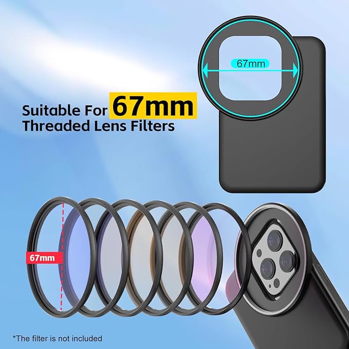 61mm Magnetic Lens Filter Mount Universal Magnetic Filter Clip Adapter Compatible for iPhone 16 Pro/16/15 Pro/15/14 Pro/14/13 Pro/13/12 Pro/12(No Filter)