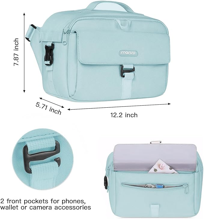 MOSISO Camera Shoulder Bag Case Crossbody Sling Purse, DSLR/SLR/Mirrorless Compact Padded Photography Handbag with Rain Cover Compatible with Canon/Nikon/Sony Cameras and Lenses, Air Blue