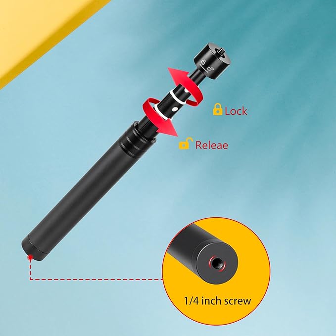 Zeadio All-in-One Extension Pole: 5 Section Camera Extension Pole, Lightweight Telescoping Extension Mount for Gimbals, Digital Cameras, iPhones & Smartphones, 38cm to 170cm