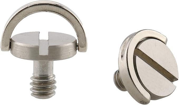 HJ Garden 2pcs 1/4-20 Thread D-Ring Stainless Steel Camera Fixing Screws for Camera Tripod Monopod QR Plate,D Shaft Quick Release Plate Mounting Screw 20mm Length