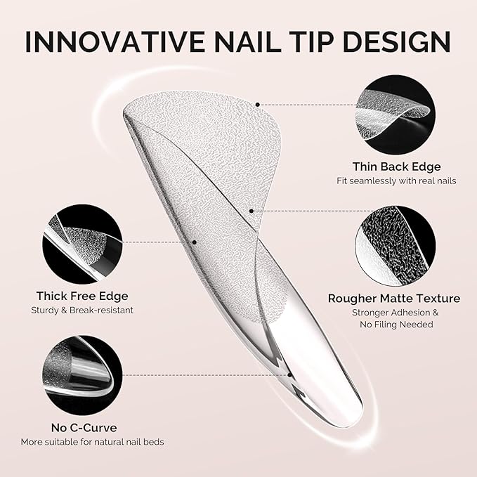 MelodySusie Medium Square X Nail Tips - 300Pcs 15 Sizes Clear Acrylic, Half Matte Full Cover Press on Nails for DIY Extension & Salon Use, Pre-Shaped for Long-Lasting Manicure
