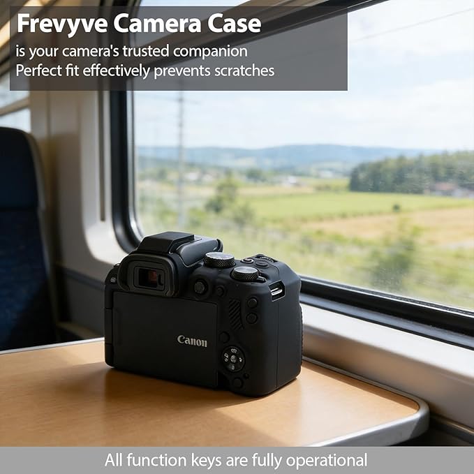 Frevyve Case for Canon EOS R10 Mirrorless Camera, Skin, Anti-Scratch, Lightweight Sleeve, Soft Silicone Rubber Protective Case Cover for Canon EOS R10 Accessories (Black)