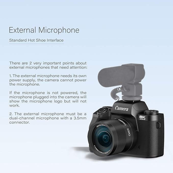 8K Digital Cameras for Photography, 64MP Vlogging Camera for YouTube with 4" Touch Screen, Dual Front/Rear Cameras with LED Fill Light, 3000MAh Battery, Lens Hood, Hot Shoe & 32GB TF Card