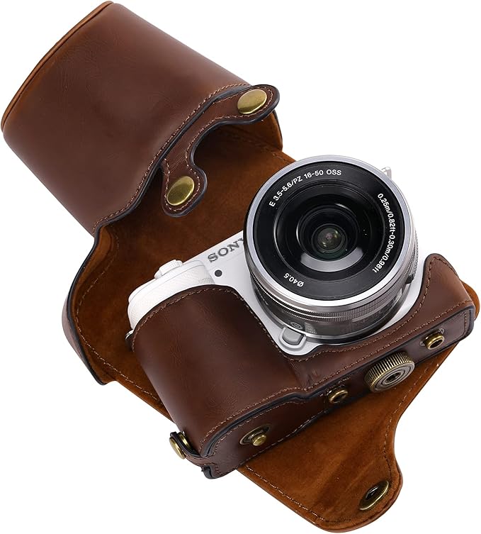 Hargedis XEVN for Sony ZV-E10 case,for Sony ZV-E10 case,Premium PU Full Body Leather Camera Case Bag for Sony Alpha ZV-E10 Fit 16-50mm Lens with Camera Shoulder Strap