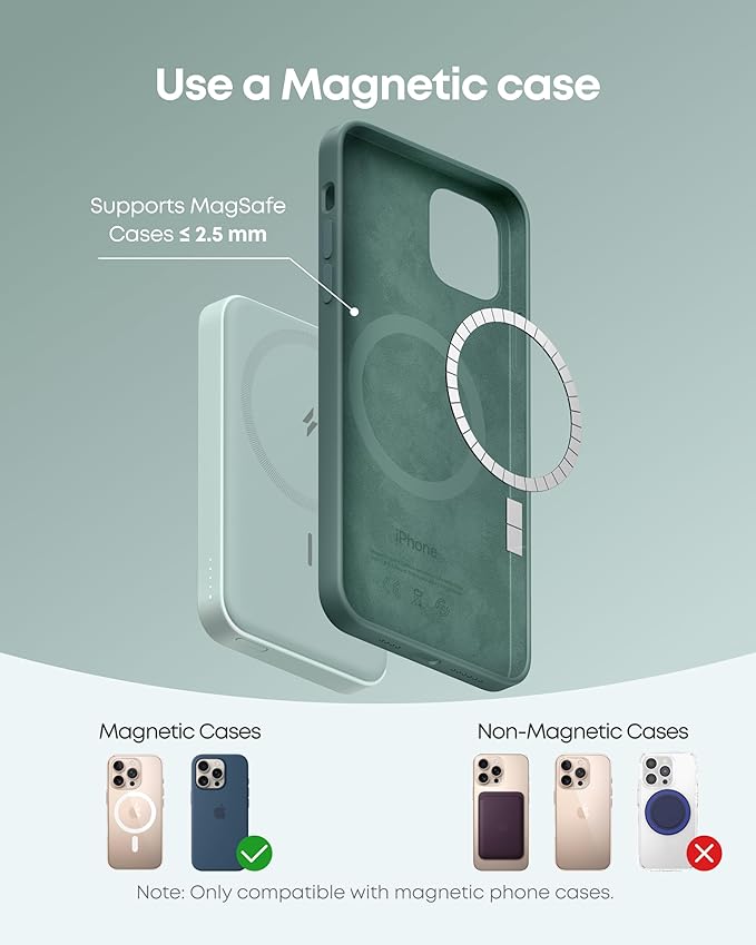 Anker 622 Magnetic Battery (MagGo), 5,000mAh Foldable Magnetic Wireless Portable Charger with Stand and USB-C Port (On The Side), Magsafe-Compatible for iPhone 16/15/14/13 Series