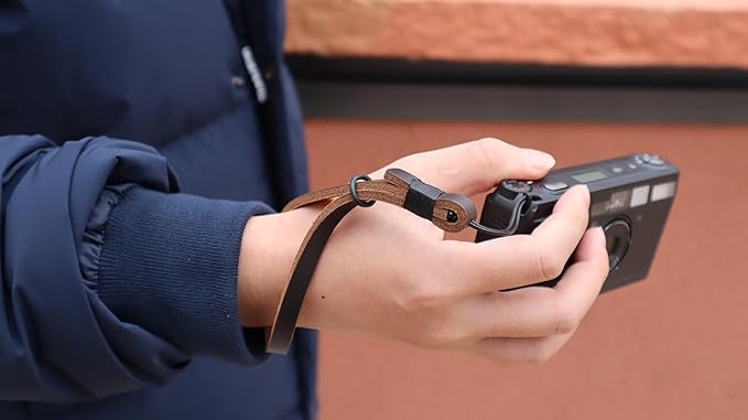Genuine Leather Camera Wrist Strap for Fujifilm X100VI, Ricoh GR III - Hand Strap & Finger Loop Set (2-Pack) - Handmade Anti-Scratch Micro-Cord Lanyard for Compact Cameras