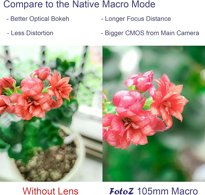FotoZ 105mm Macro Lens with 17mm Phone Lens Clip, for iPhone & Samsung Galaxy Most Smartphones, Compatible with SmallRig iPhone Samsung Smartphone Cage Case