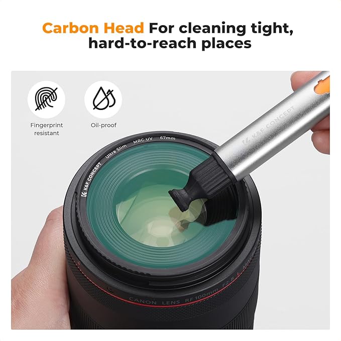 K&F Concept® Versatile Switch Lens Cleaning Pen, Replaceable Pen Tip with Cleaning Brush+Carbon Tip*2+24mm Full-Frame Cleaning Swab*6 for Camera Filters Screen Phone Computer Tablet AR VR Glasses