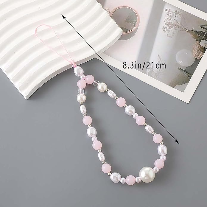 Beaded Phone Charm Lanyard Strap Girly Style Fixed Beads Pearl Lanyards