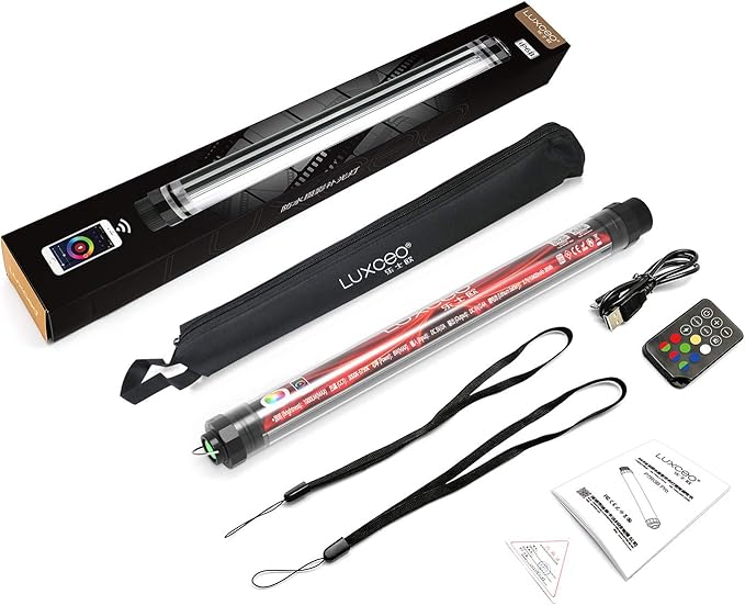 RGB LED Photography Light 10400mAh Battery Powered Tube Light Waterproof IP68 Full Color RGB Portable Lighting Wand Stick for Video Recording Studio, 12 Lighting Modes, 3000K 6000K CRI95+