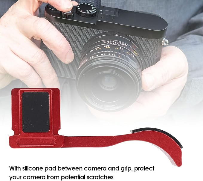 EBTOOLS Thumb Up Grip, CNC Machined Aluminum Alloy Thumb Rest for Q3 Camera, with Anti Scratch Silicone Pad for Stable Hand Hold (Red)