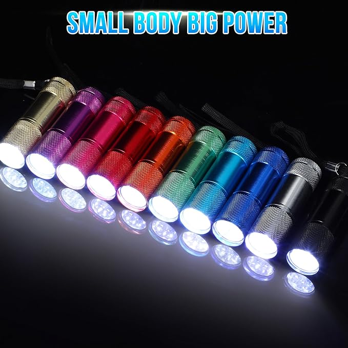 VIHOSE 100 Pcs Mini Flashlights Bulk Valentines Classroom Gifts Flashlight Aluminum LED Handheld Torches for Party Favors Night Reading Camping Emergency Gifts, Batteries Not Included(Black)