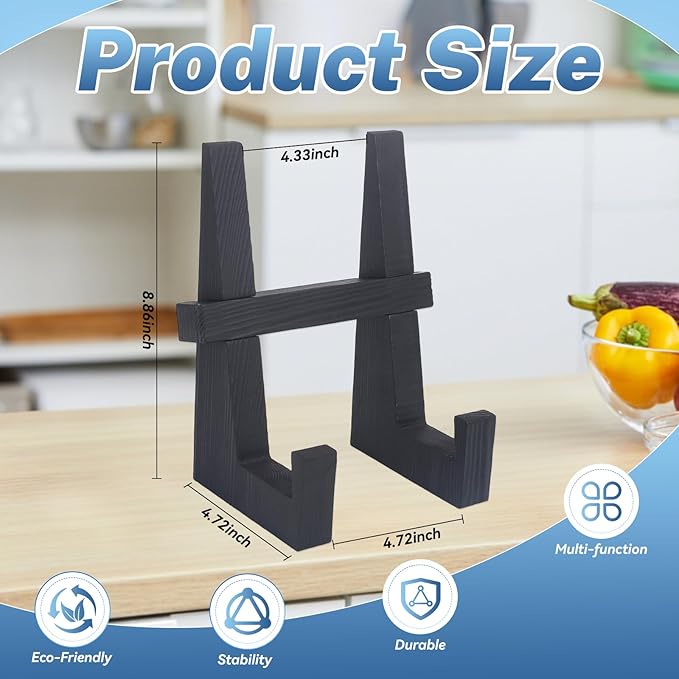Wooden Plate Stand for Display - 8.8 Inch Wooden Picture Frame Holder Decorative Tabletop Easel for Plates, Photos, Recipes | Solid Wood Durable & Space-Saving Design