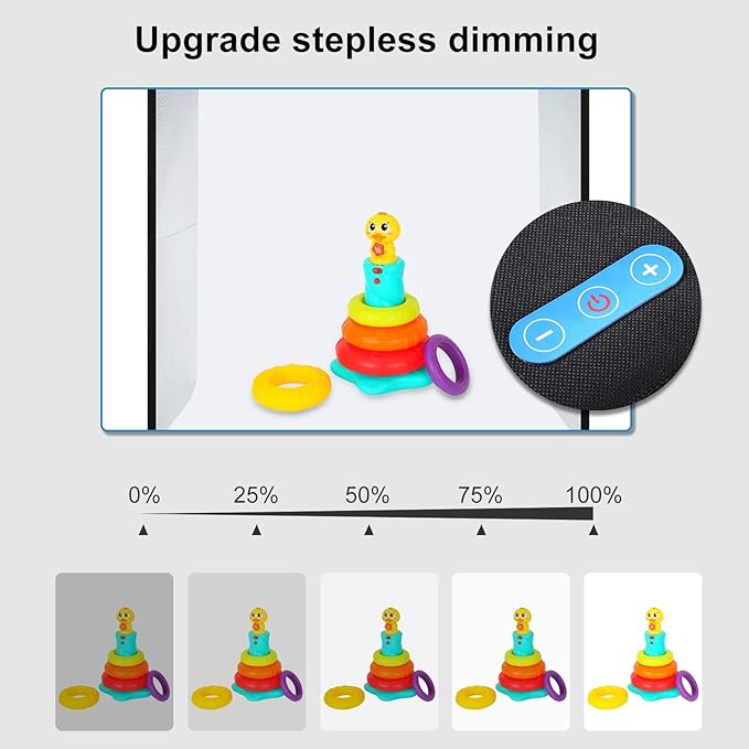 PULUZ Mini Photo Studio Light Box, Portable Folding Photography Light Booth, CRI>95, 96pcs LED Light+6 Kinds Double-Sided Color Backdrops for Small Products(9.8 x 9.8 inch)