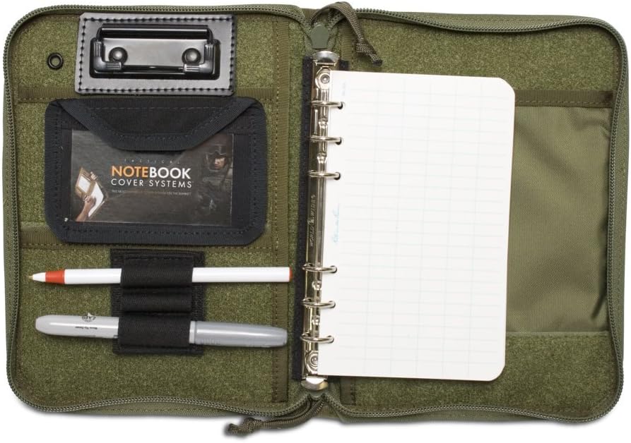 Tactical Notebook Covers | Field Data Cover System | Heavy Duty Zippered Organizer | Fits Notebooks 5” x 7.5” to 5.5” x 8.25"