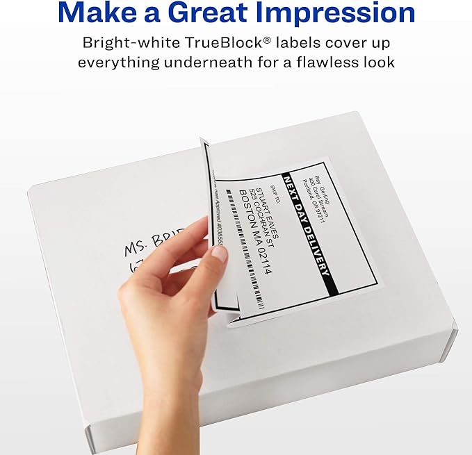 Avery Printable Shipping Labels, Sure Feed Technology, 3-1/3" x 4", White, Laser/Inkjet Printable, 60 Blank Mailing Labels (15264)