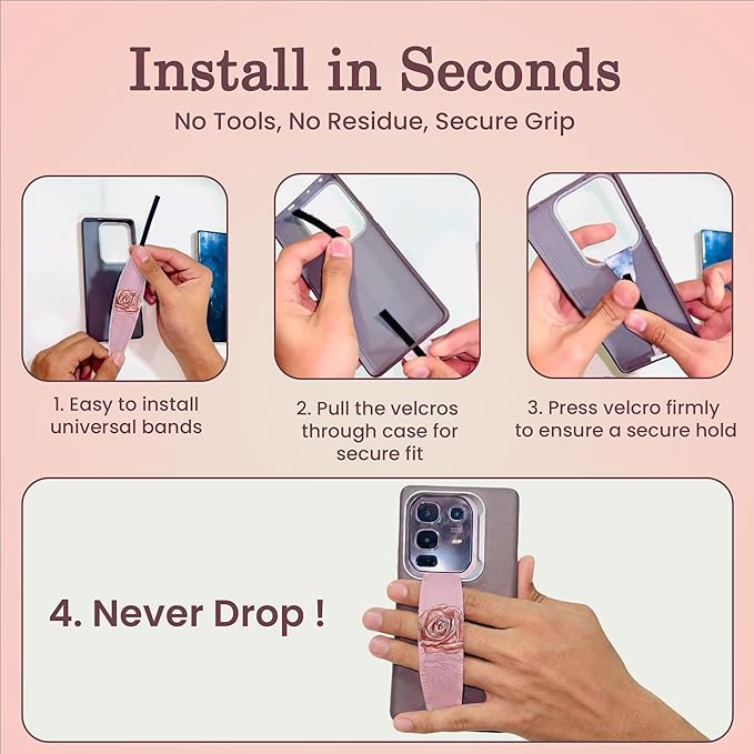 Switchbands Phone Grip Strap - Pack of 2 Reversible Finger Holder for Phone Back, Customizable Anti-Slip Design, Wireless Charging Compatible Detachable Holder for iPhone - Blanc Fresh