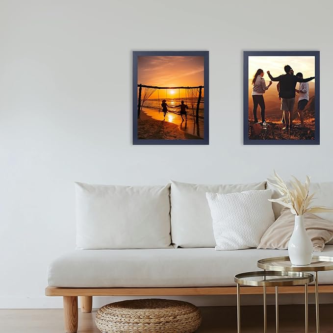 kennethan 8x10 Picture Frame Navy Blue 4 Pcs in 1 set Frame can Display 5x7 Picture with Mat or 8x10 Without Mat on the Wall or Table