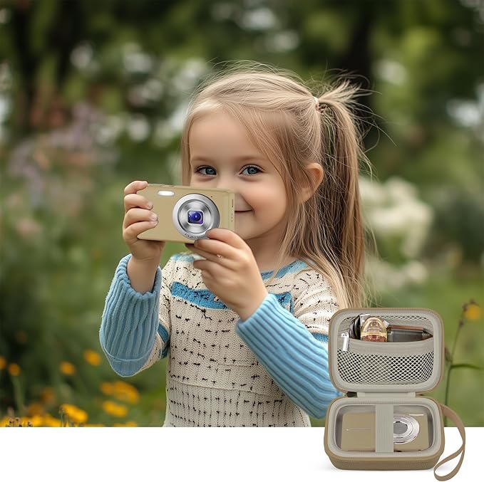 Digital Camera Case Compatible with VAHOIALD FHD 1080P/ for CAMKORY Digital Point and Shoot/for KODAK PIXPRO FZ45-BK 16MP Vlogging/for IWEUKJLO/for Nsoela, Holder for SD Card More- Brown (Box Only)