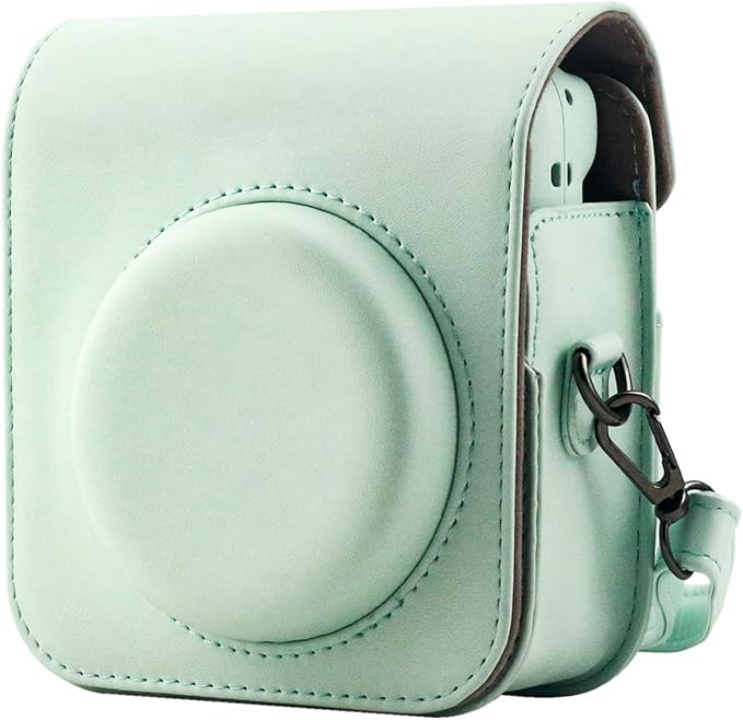 Frankmate Protective Case Compatible with Fujifilm Instax Mini 12 Instant Film Camera with Accessory Pocket and Adjustable Strap (Light Green)