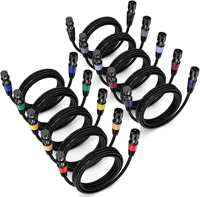EBXYA XLR Cables 3ft 10 Pack - Standard XLR Male to Female Microphone Cable with 3-Pin Balanced Shielded XLR Speaker Cable Black