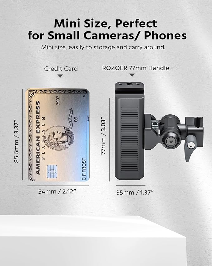 77mm/3.03" Mini Multi Functional Rotatable Side Handle with NATO Clamp for Pocket 3 Cage, Phone Cages Rigs – Perfect for Live Streaming and Video Shooting