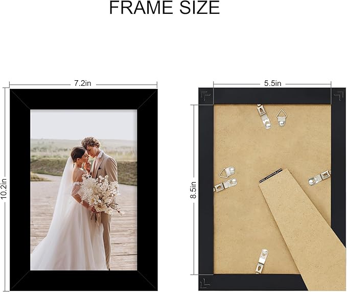 5.5 x 8.5 Diploma Frame Set of 4, Made of Real Glass and Black Frame, 5.5 by 8.5 Photo for Wall or Tabletop