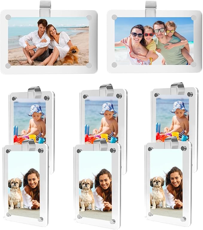 8 Pack Car Sun Visor Photo Holder, Acrylic Magnetic Personalized Photo Holder car Picture Frame, Photo Car Visor Clip, Personalized Car Accessories That Can Be Used to Add Personal Photos (size C)